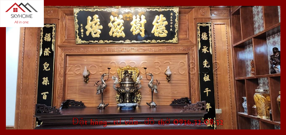 Hoành phi phòng thờ chữ ĐỨC- THỤ- TƯ- BỒI